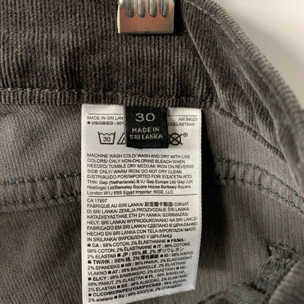 Banana Republic Women's Charcoal Zip Pocket Skinny Ankle Carduroy Pants Size 30 - Picture 10 of 13